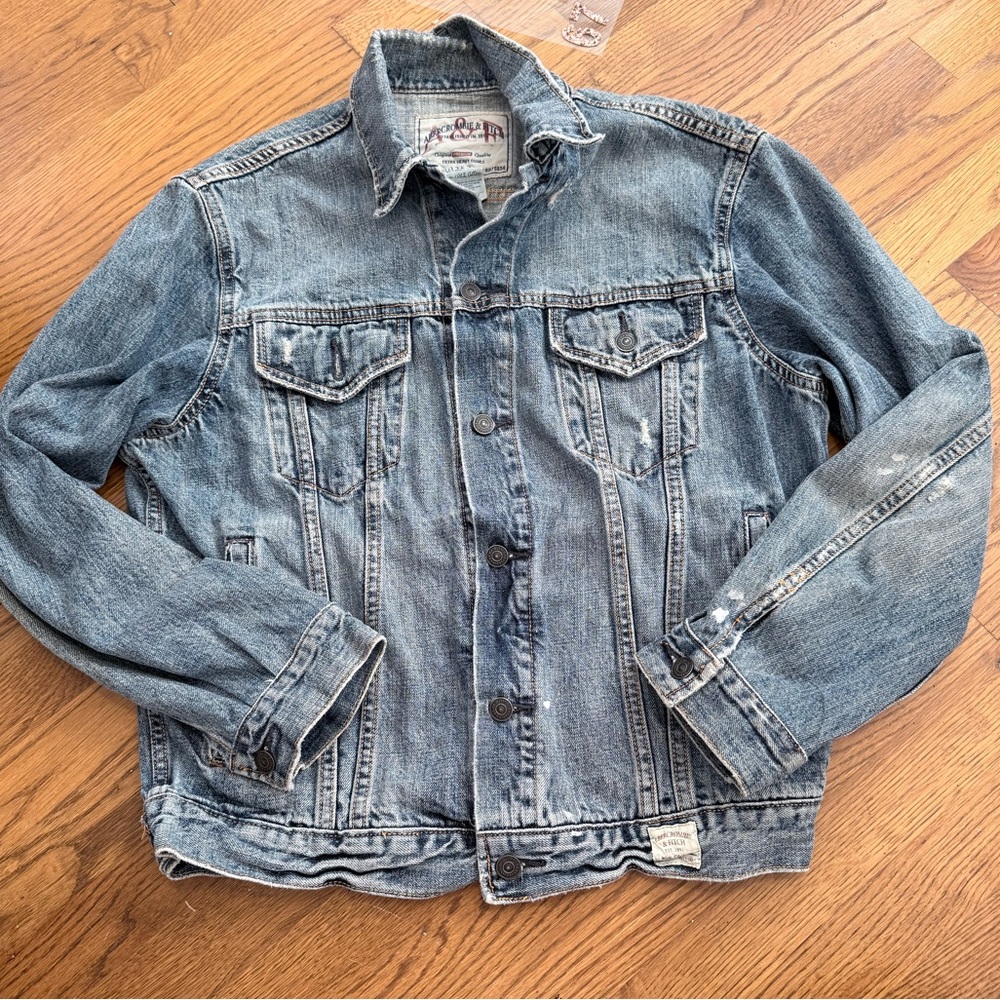 Abercrombie & Fitch Heavyweight Denim Trucker Jacket Vintage Wash 100% Cotton